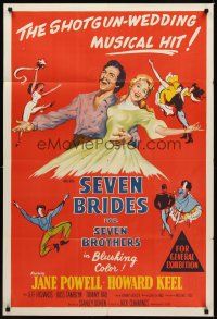 2b356 SEVEN BRIDES FOR SEVEN BROTHERS Aust 1sh '54 art of Jane Powell & Howard Keel, classic MGM!