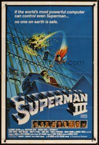 2b364 SUPERMAN III Aust 1sh '83 art of Christopher Reeve flying toward Richard Pryor by L. Salk!