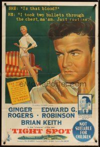 2b365 TIGHT SPOT Aust 1sh '55 art of Brian Keith & pretty Ginger Rogers, great tagline!