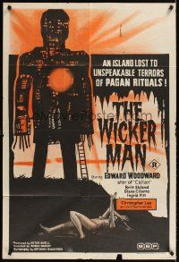 2b369 WICKER MAN Aust 1sh '74 cult horror classic, cool completely different artwork!