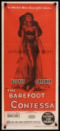 2b386 BAREFOOT CONTESSA Aust daybill '54 Humphrey Bogart & art of sexy full-length Ava Gardner!