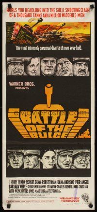 2b387 BATTLE OF THE BULGE Aust daybill '66 Henry Fonda, Robert Shaw, cool Jack Thurston tank art!