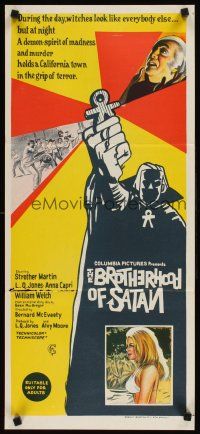 2b392 BROTHERHOOD OF SATAN Aust daybill '71 demon-spirit of madness & murder holds town in terror!