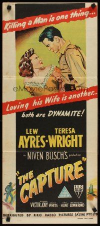 2b400 CAPTURE Aust daybill '50 Lew Ayres, Teresa Wright, early John Sturges film noir!