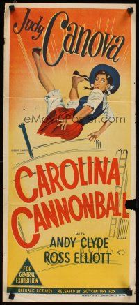 2b403 CAROLINA CANNONBALL Aust daybill '55 wacky art of Judy Canova, sci-fi comedy!