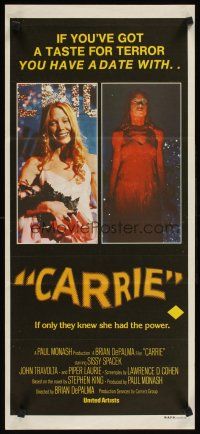 2b404 CARRIE Aust daybill '77 Stephen King, Sissy Spacek before and after bloodbath at the prom!
