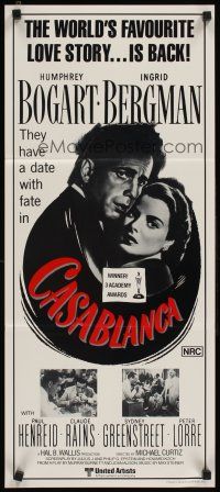 2b405 CASABLANCA Aust daybill R80s Humphrey Bogart, Ingrid Bergman, Michael Curtiz classic!