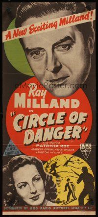 2b415 CIRCLE OF DANGER Aust daybill '51 Ray Milland on a manhunt, directed by Jacques Tourneur!