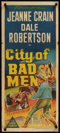 2b416 CITY OF BAD MEN Aust daybill '53 Jeanne Crain, Dale Robertson, Boone, cowboys & boxing art