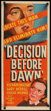 2b446 DECISION BEFORE DAWN Aust daybill '51 Basehart, Oskar Werner, directed by Anatole Litvak!