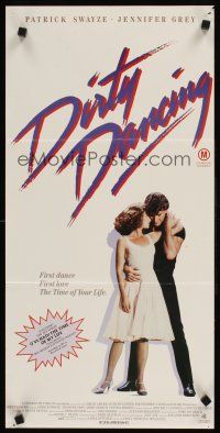 2b455 DIRTY DANCING Aust daybill '87 classic image of Patrick Swayze & Jennifer Grey in embrace!