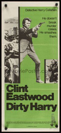 2b456 DIRTY HARRY Aust daybill '71 Clint Eastwood pointing gun, Don Siegel crime classic!