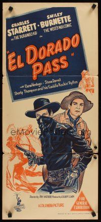 2b473 EL DORADO PASS Aust daybill '48 art of Charles Starrett as The Durango Kid + Smiley Burnette!