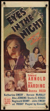 2b482 EYES IN THE NIGHT Aust daybill '42 Fred Zinnemann, blind detective Edward Arnold!