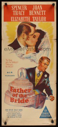 2b484 FATHER OF THE BRIDE Aust daybill R50s art of Liz Taylor & broke Spencer Tracy!