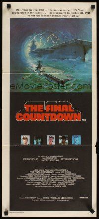 2b491 FINAL COUNTDOWN Aust daybill '80 cool sci-fi artwork of the U.S.S. Nimitz aircraft carrier!