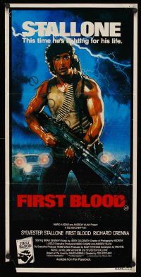 2b493 FIRST BLOOD Aust daybill '82 artwork of Sylvester Stallone as John Rambo by Drew Struzan!