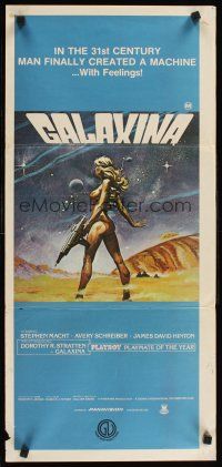 2b512 GALAXINA Aust daybill '80 great sci-fi art of sexy Dorothy Stratten by Robert Tanenbaum!
