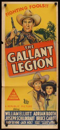 2b513 GALLANT LEGION Aust daybill '48 cool art of Wild Bill Elliott w/gun!