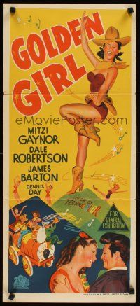 2b519 GOLDEN GIRL Aust daybill '51 art of sexy Mitzi Gaynor, Dale Robertson & Dennis Day!