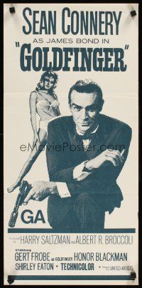 2b520 GOLDFINGER New Zealand daybill R70s great image of Sean Connery as James Bond 007!