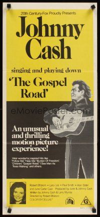 2b524 GOSPEL ROAD Aust daybill '73 art of Biblical Johnny Cash with guitar & June Carter Cash!