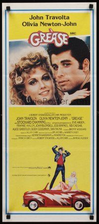 2b525 GREASE Aust daybill '78 close up of John Travolta & Olivia Newton-John in classic musical!
