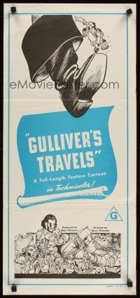 2b529 GULLIVER'S TRAVELS Aust daybill R70s classic cartoon by Dave Fleischer!