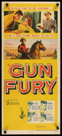 2b531 GUN FURY Aust daybill '53 Phil Carey steals Donna Reed & leaves Rock Hudson to die!