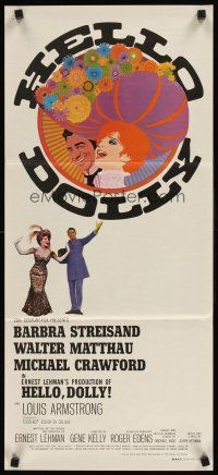 2b545 HELLO DOLLY Aust daybill '70 art of Barbra Streisand & Walter Matthau by Richard Amsel!