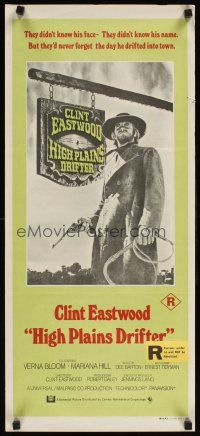 2b554 HIGH PLAINS DRIFTER Aust daybill '73 classic art of Clint Eastwood holding gun & whip!