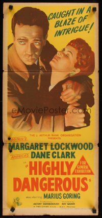 2b556 HIGHLY DANGEROUS Aust daybill '51 Dane Clark, Margaret Lockwood, Marius Goring!