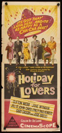 2b557 HOLIDAY FOR LOVERS Aust daybill '59 Jane Wyman, Jill St. John & Lynley in Brazil!