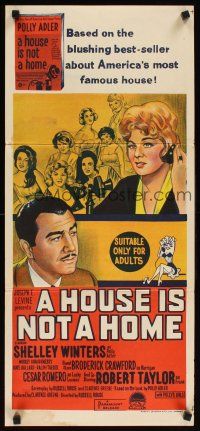 2b563 HOUSE IS NOT A HOME Aust daybill '64 Shelley Winters, Robert Taylor & 7 sexy hookers!