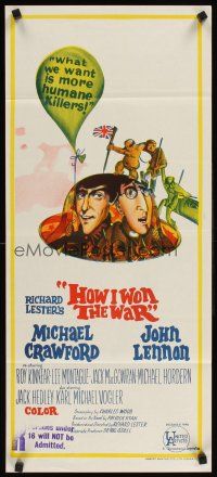 2b564 HOW I WON THE WAR Aust daybill '68 wacky art of John Lennon & Michael Crawford on helmet!