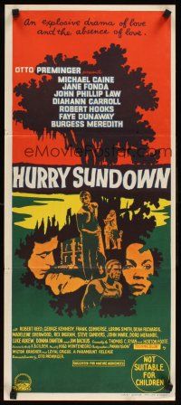 2b569 HURRY SUNDOWN Aust daybill '67 Michael Caine, Jane Fonda, cool artwork!