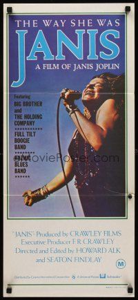 2b587 JANIS Aust daybill '75 great image of Joplin singing by Jim Marshall, rock & roll!
