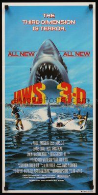 2b590 JAWS 3-D Aust daybill '83 great Gary Meyer shark artwork, different title!