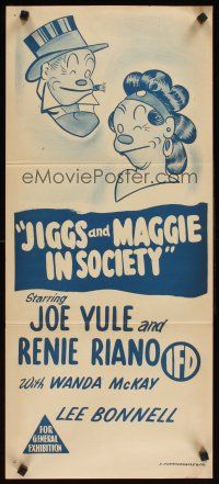 2b592 JIGGS & MAGGIE IN SOCIETY Aust daybill '48 art by George McManus, Joe Yule, Renie Riano