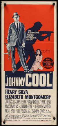 2b595 JOHNNY COOL Aust daybill '63 Henry Silva, sexy Bewitched star Elizabeth Montgomery!