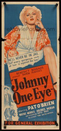2b597 JOHNNY ONE-EYE Aust daybill '50 based on the story by Damon Runyon, sexy Dolores Moran!