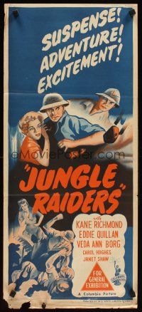 2b604 JUNGLE RAIDERS Aust daybill '45 Kane Richmond, sensational serial thrills & chills!
