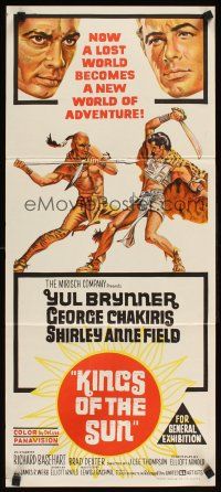 2b609 KINGS OF THE SUN Aust daybill '63 art of Yul Brynner with spear fighting George Chakiris!