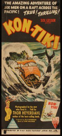 2b612 KON-TIKI Aust daybill '51 Thor Heyerdahl crosses the Pacific Ocean on a raft & lives!