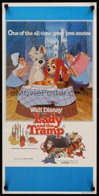 2b614 LADY & THE TRAMP Aust daybill R80 Disney classic dog cartoon, includes best spaghetti scene!