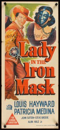 2b616 LADY IN THE IRON MASK Aust daybill '52 Louis Hayward, Patricia Medina, Three Musketeers!