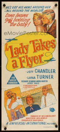 2b617 LADY TAKES A FLYER Aust daybill '58 art of Jeff Chandler with sexy Lana Turner!