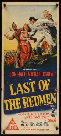 2b623 LAST OF THE REDMEN Aust daybill '47 Jon Hall, Evelyn Ankers, The Last of the Mohicans!