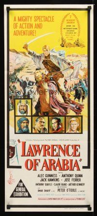 2b626 LAWRENCE OF ARABIA Aust daybill '63 David Lean classic stone litho of Peter O'Toole!