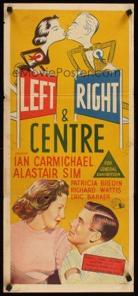 2b629 LEFT RIGHT & CENTRE Aust daybill '59 wacky art of political candidates in love!